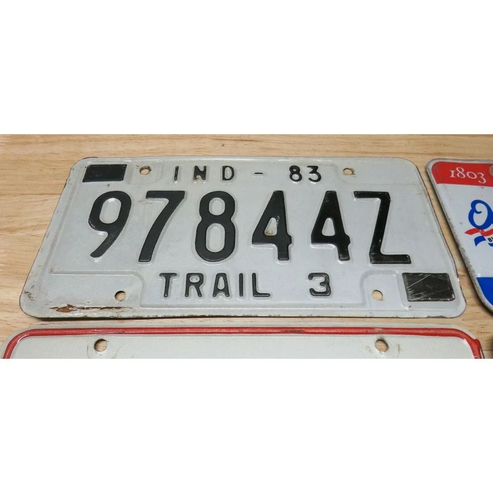 4 Vintage Ohio Indiana Illinois License Plates Garage Man Cave Decor Bar 70s 80s